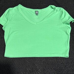 Wild Fable Bright Green V-Neck Crop Top